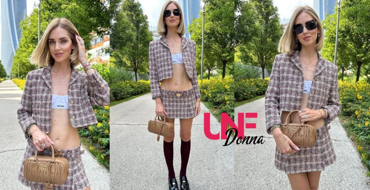 chiara ferragni look by Miumiu