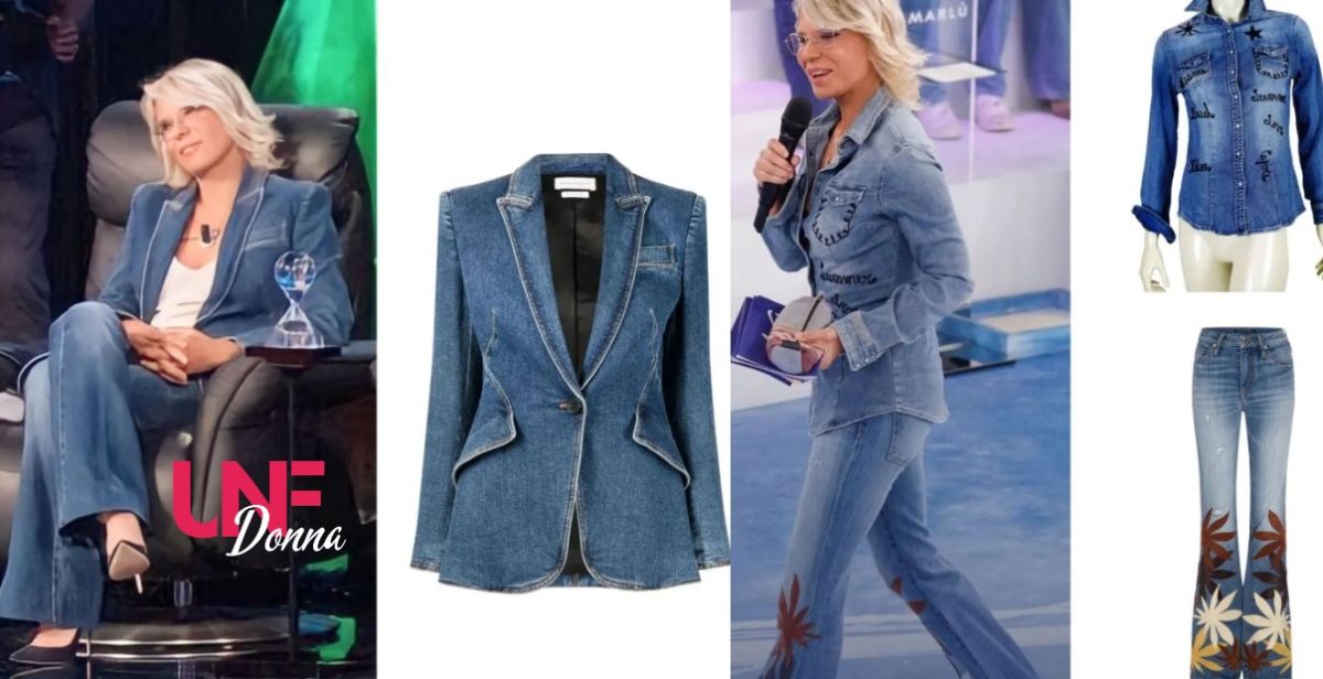 maria de filippi look denim jeans