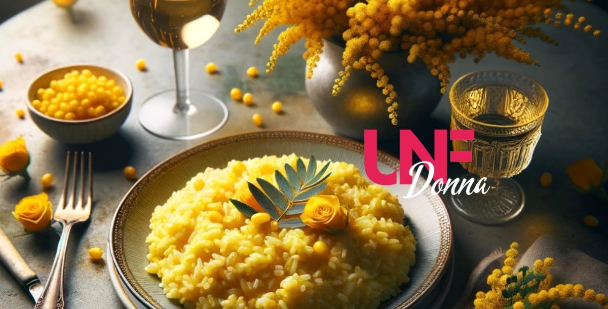 risotto zafferano con petali di rosa