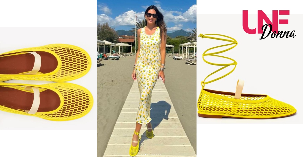 scarpe gialle in rete elisabetta gregoraci